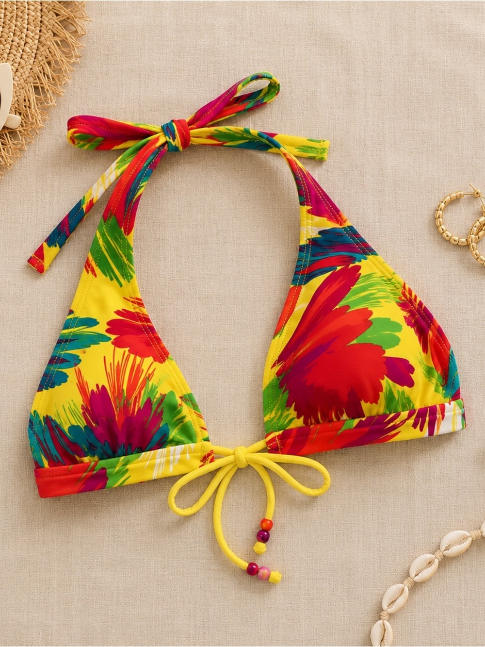 NWT Tropical Print Triangle Bikini Top XL | Resort wear | Beachy